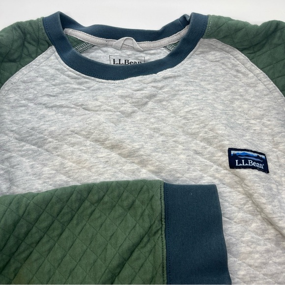 L.L. Bean Other - LL Bean Quilted Crew Neck Sweatshirt Mens Medium Raglan Sweater Gray Blue